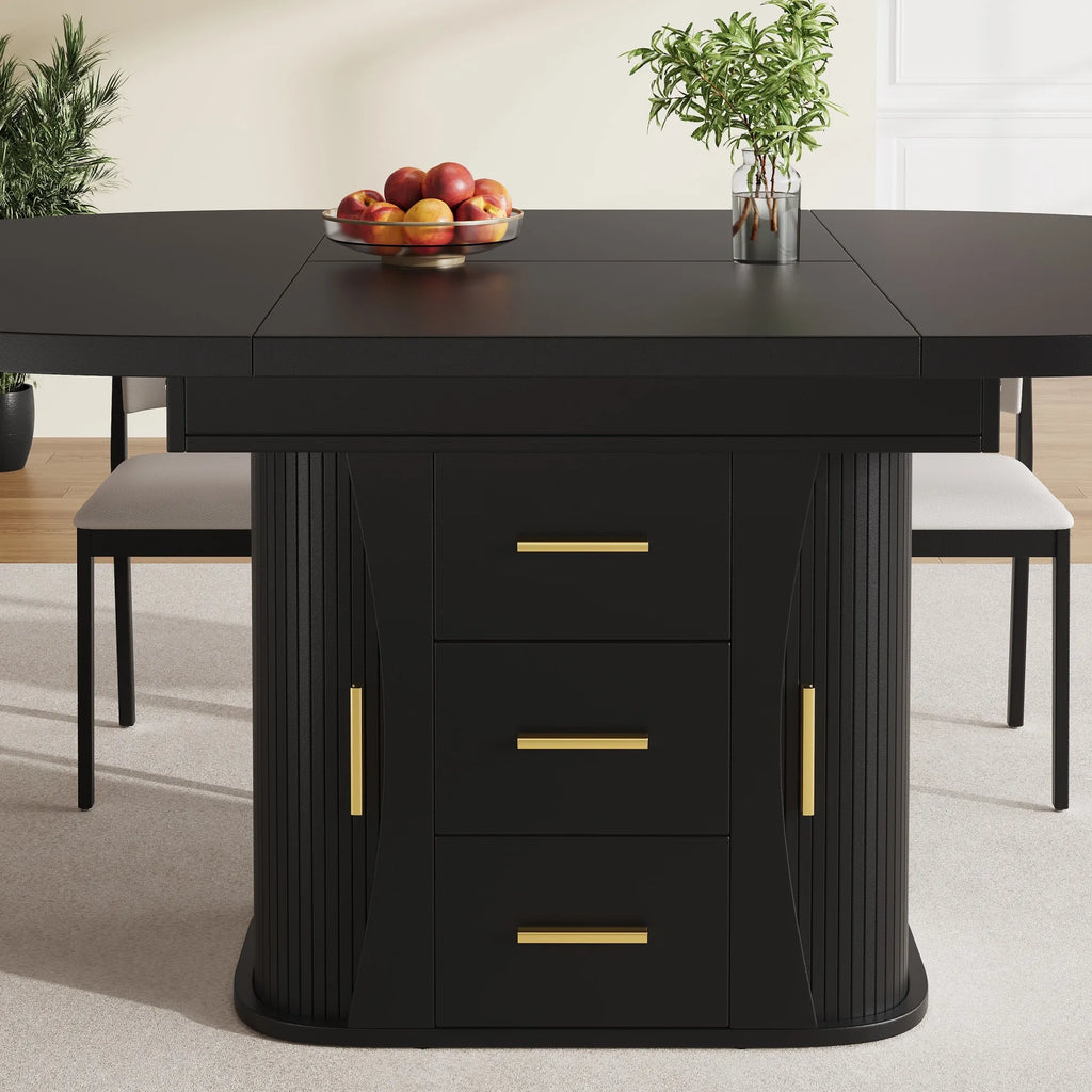 Table ronde extensible noire 118-158 cm