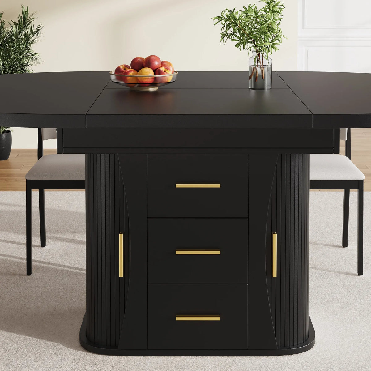 Table ronde extensible noire 118-158 cm