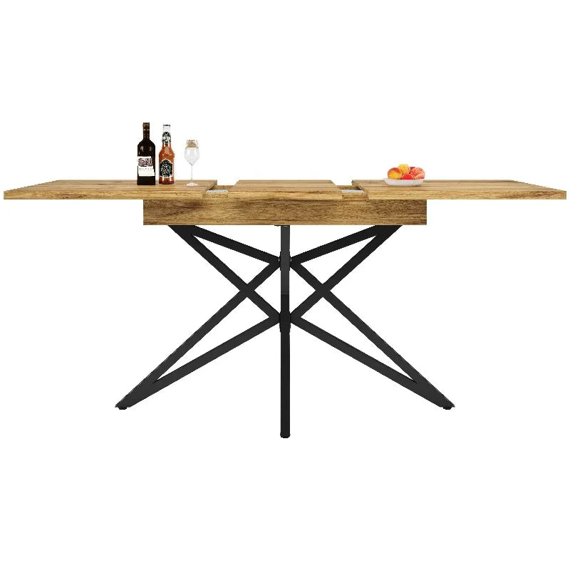 Table extensible pieds étoile, noyer ou blanc