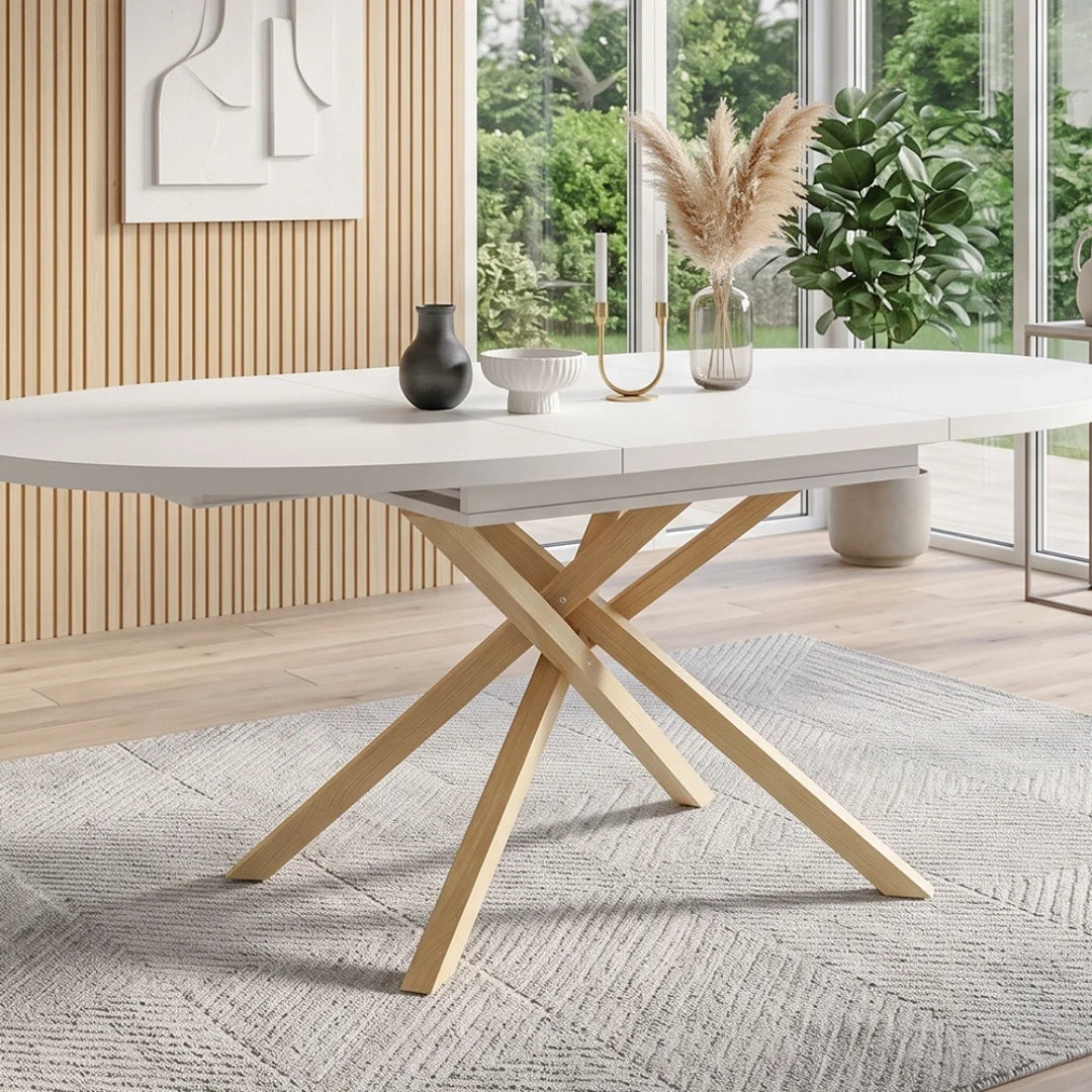 Table extensible à pieds ronds, 4 à 6 personnes
