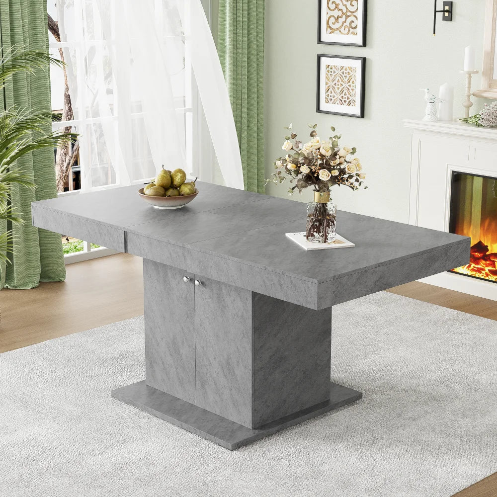 Table extensible 140-180 cm, plateau aspect béton