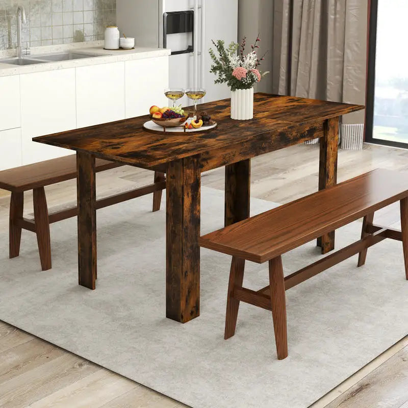 Table extensible plateau coulissant, finition brune