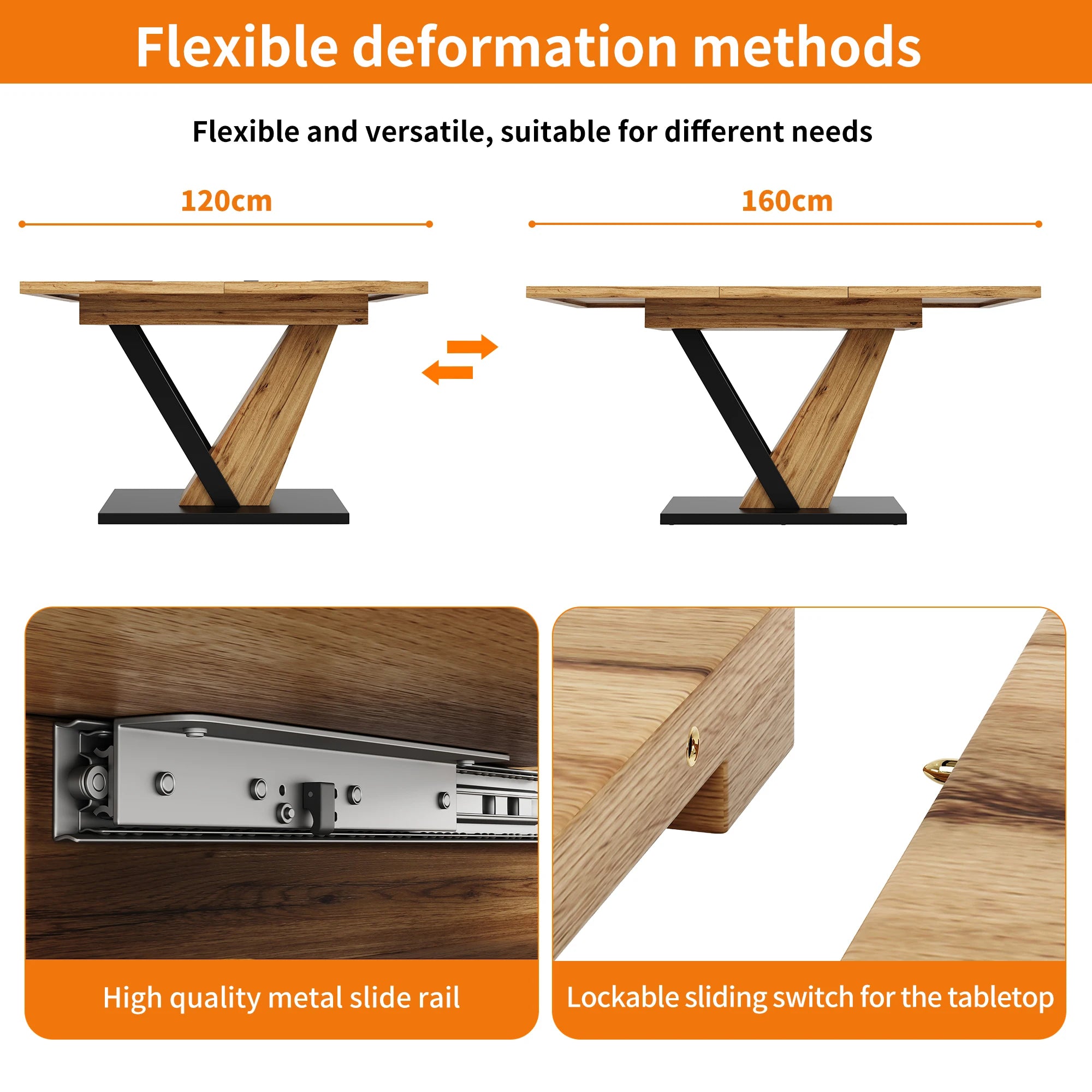 Table extensible 120-160 × 75 cm