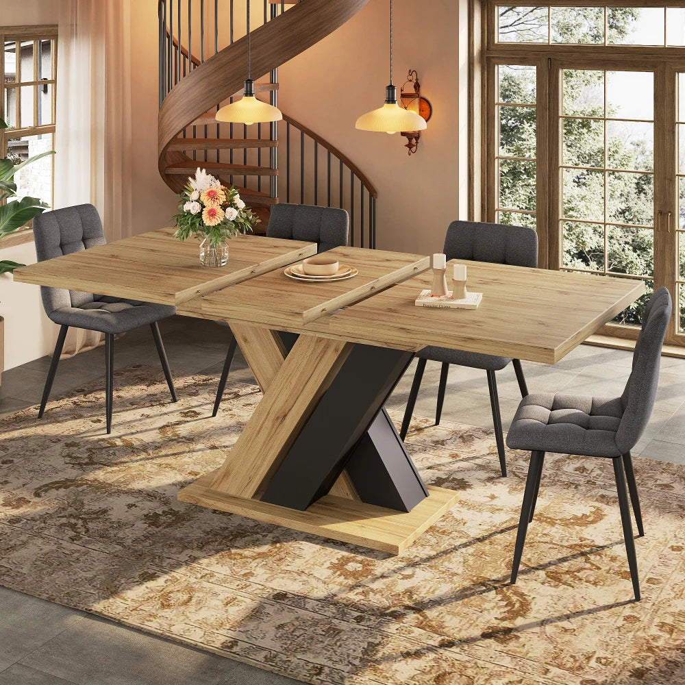 Table télescopique à allonges intégrées