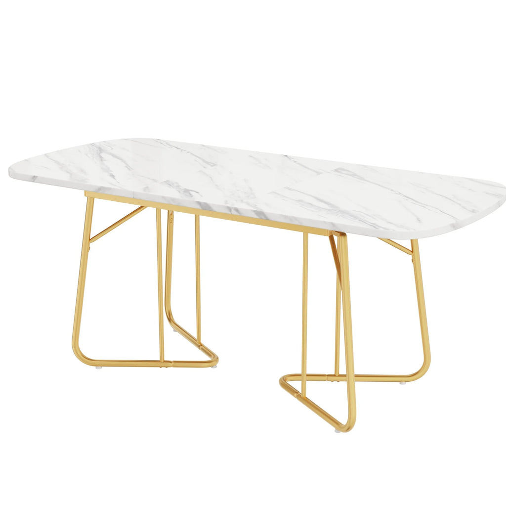 Table extensible blanche 140-180 cm, pieds dorés