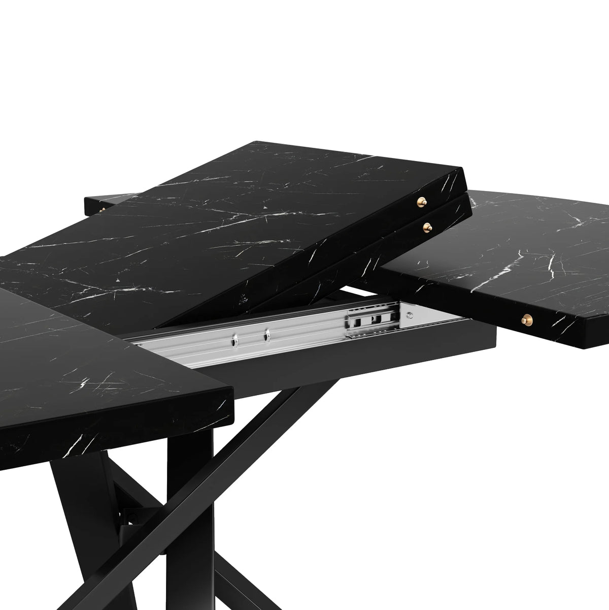 Table ronde extensible 100-140 cm, aspect marbre