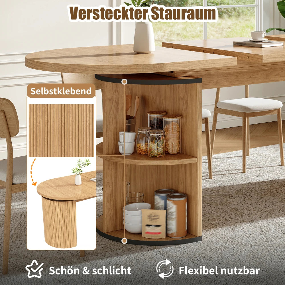 Table extensible bois naturel avec rangement