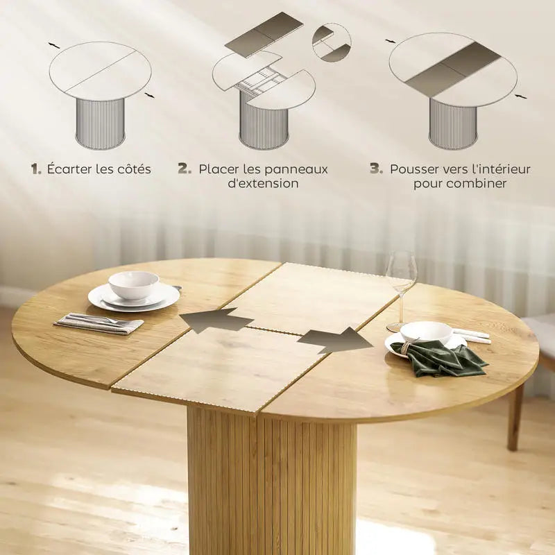 Table extensible 110-150 × 75 cm, bois naturel