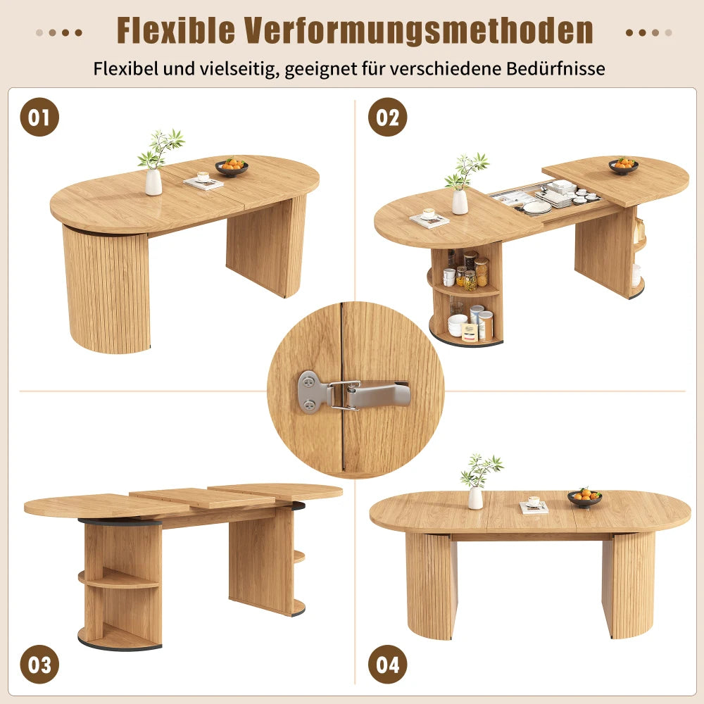 Table extensible bois naturel avec rangement