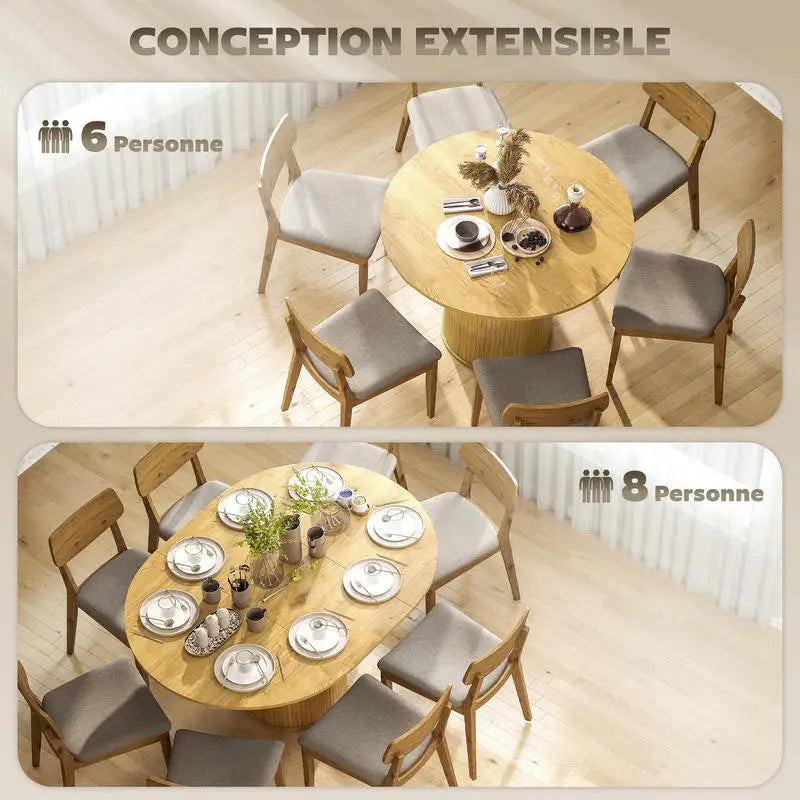 Table extensible 110-150 × 75 cm, bois naturel