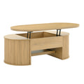 Table basse relevable, côtés bois courbes