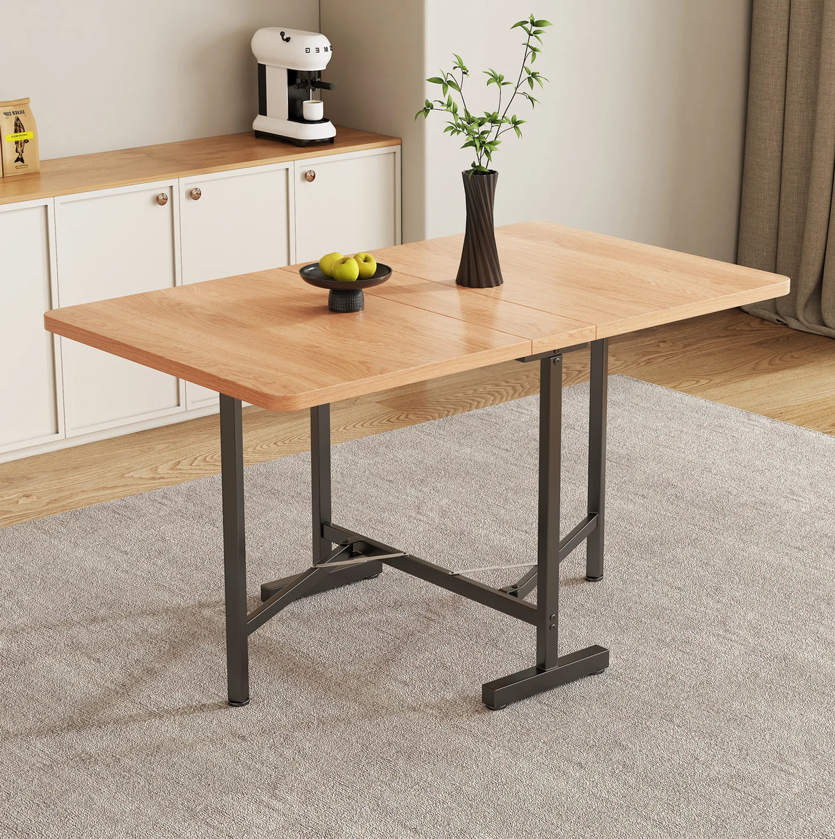 Table pliante 120 × 80 cm, bois naturel
