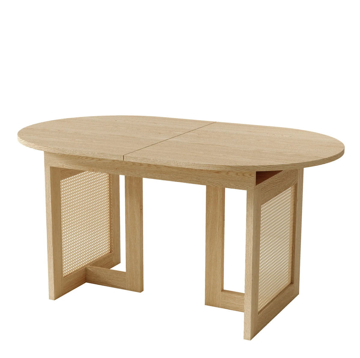 Table extensible 120-160 cm, pieds rotin, chêne