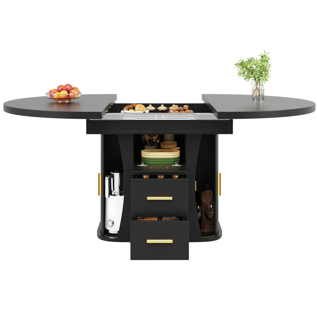 Table ronde extensible noire 118-158 cm
