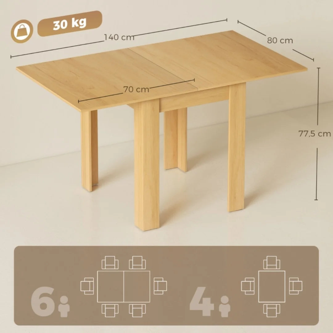 Table extensible compacte 70-140 × 80 cm