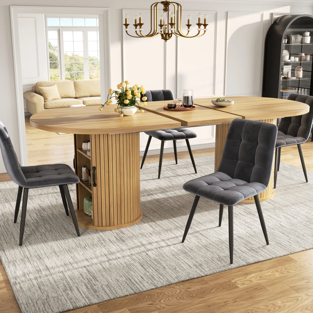 Table extensible avec rangement et poignées métal