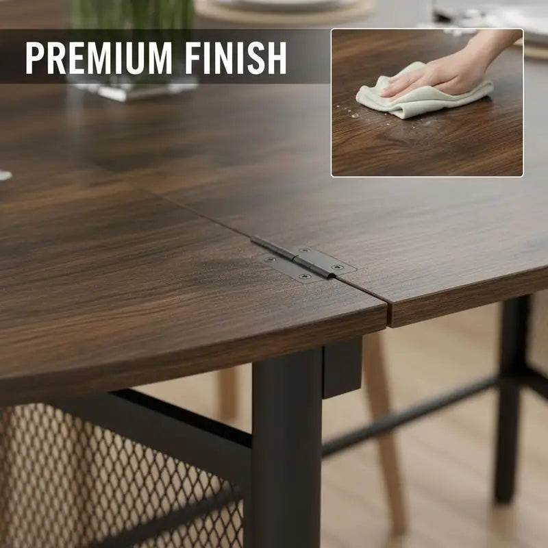 Table pliante 150 cm à abattants, brun rustique