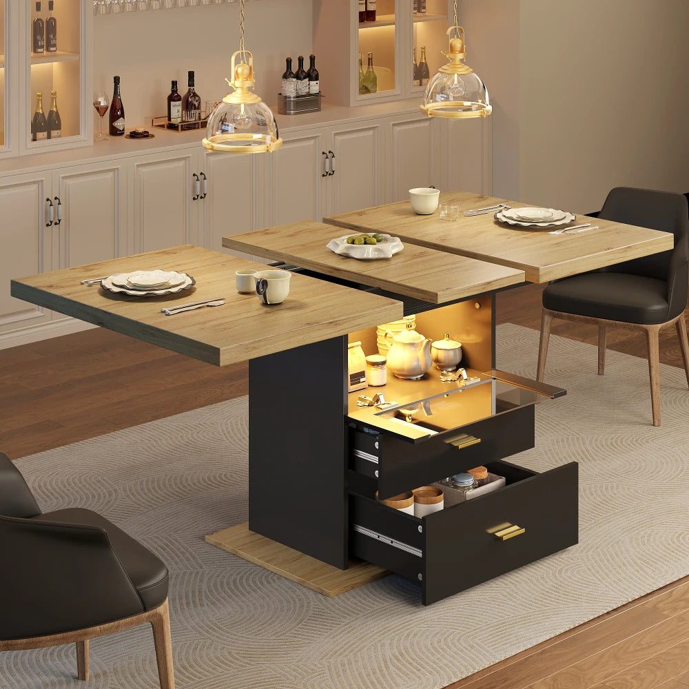 Table extensible 110-140 cm avec éclairage LED