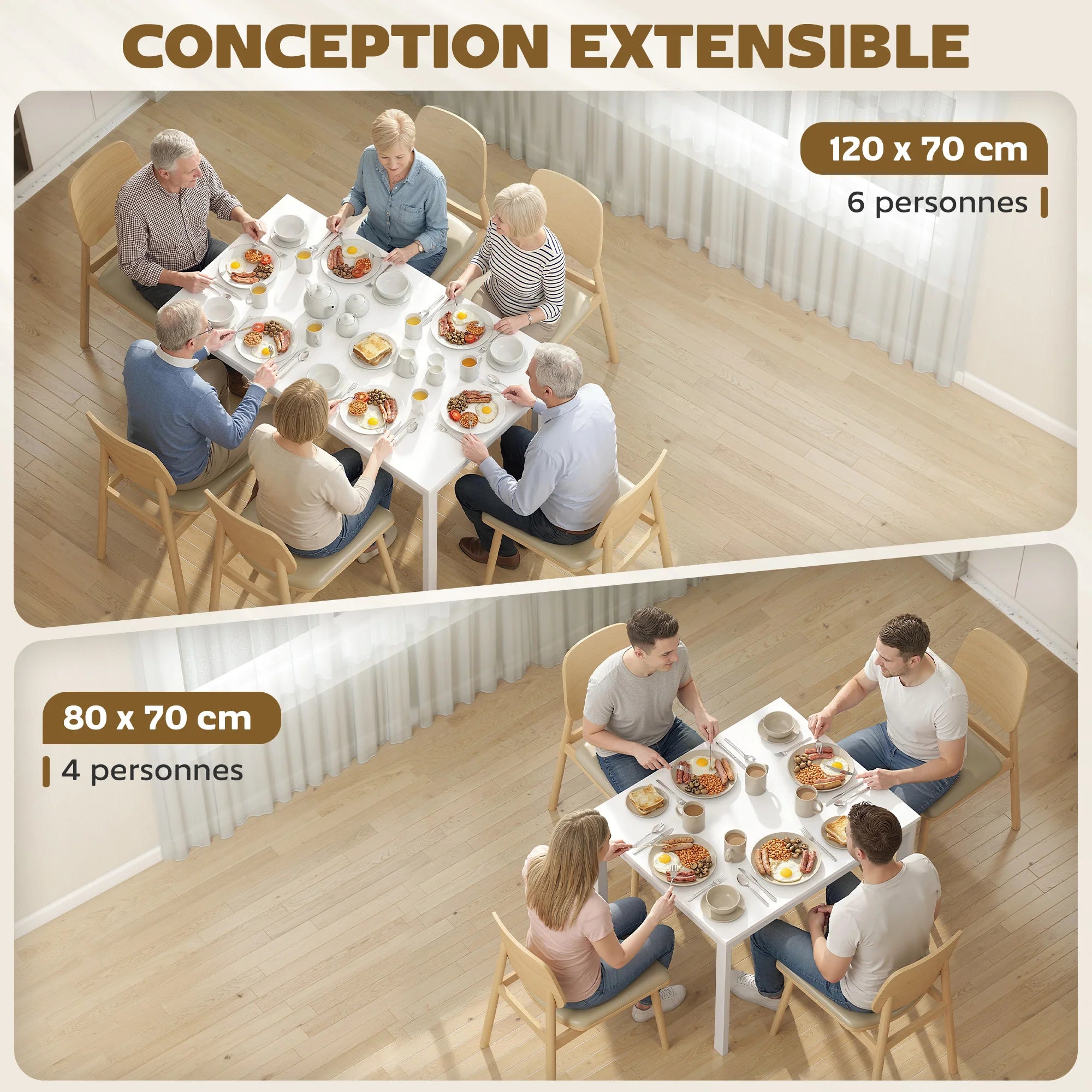 Table extensible blanche 80-120 cm