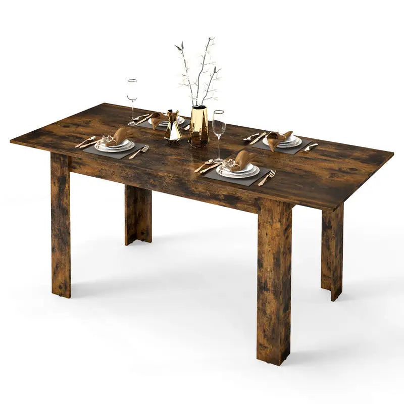 Table extensible plateau coulissant, finition brune