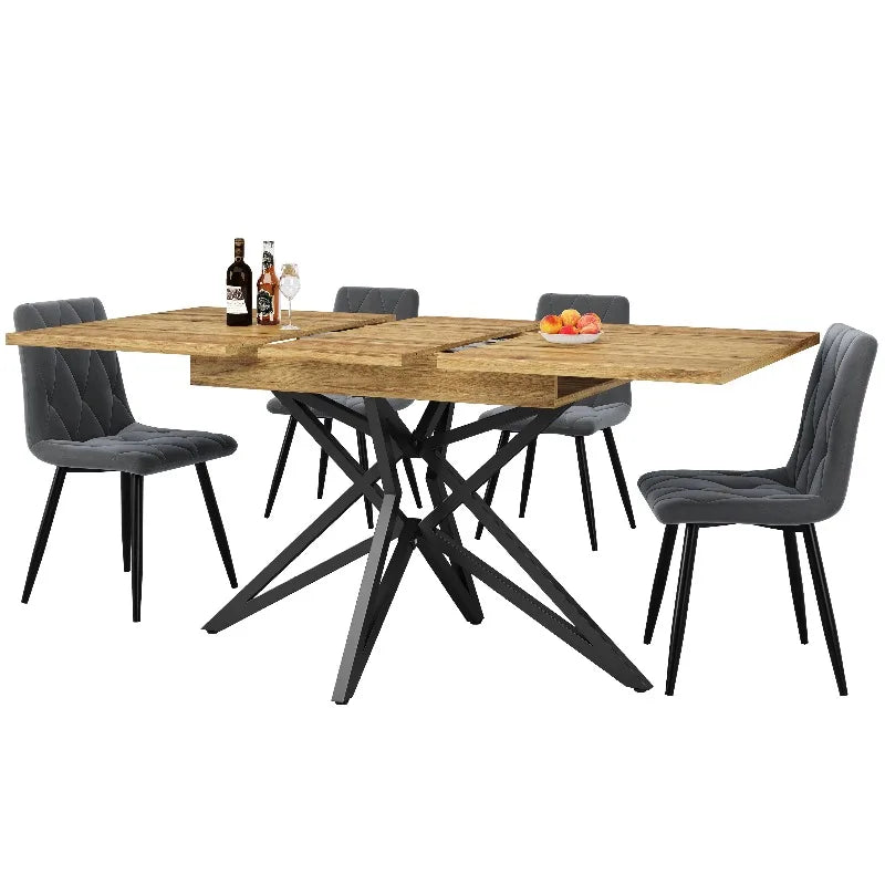 Table extensible pieds étoile, noyer ou blanc