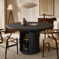 Table ronde extensible noyer et noir 118-158 cm, éditorial lifestyle